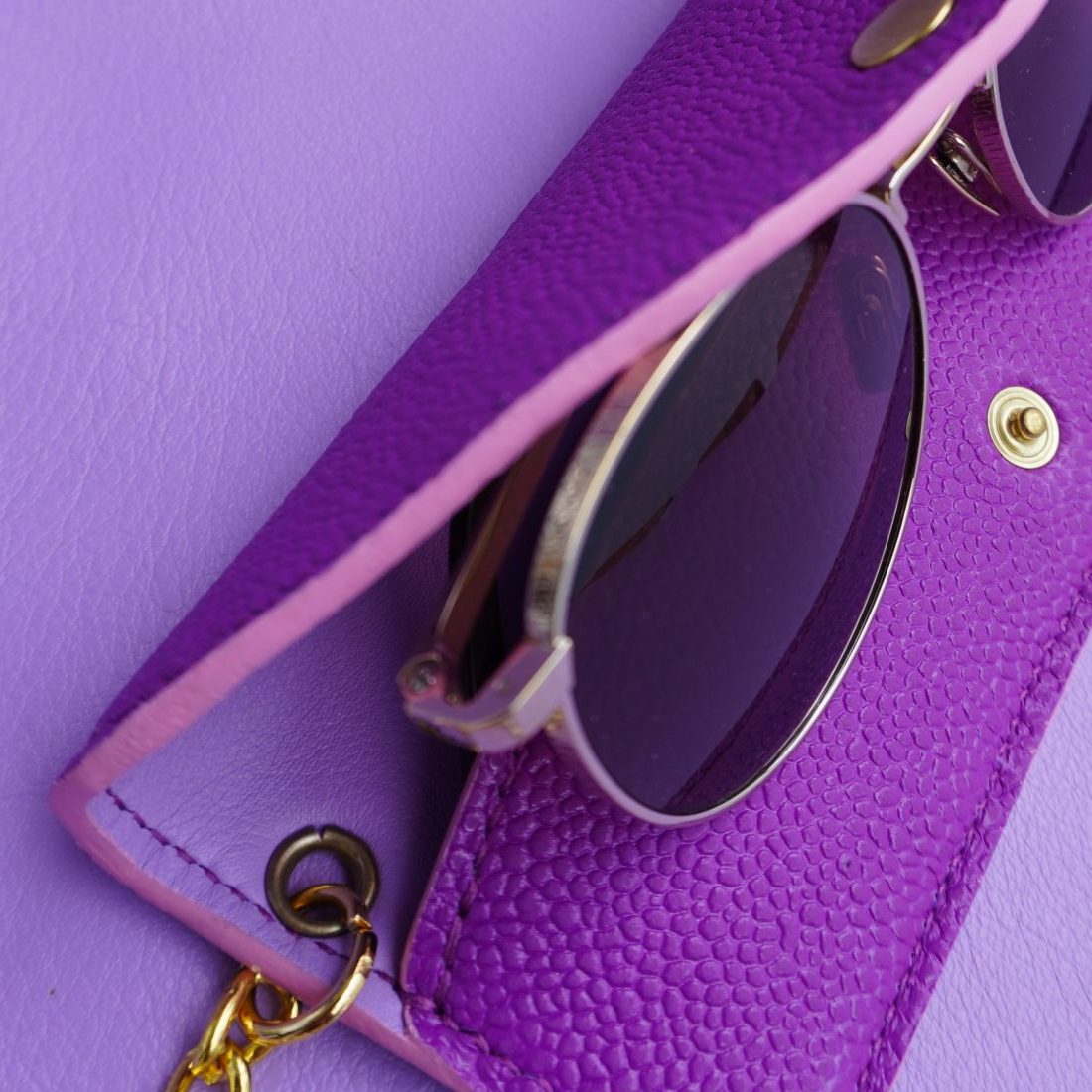 Purple glasses case close-up Purple glasses case close-up