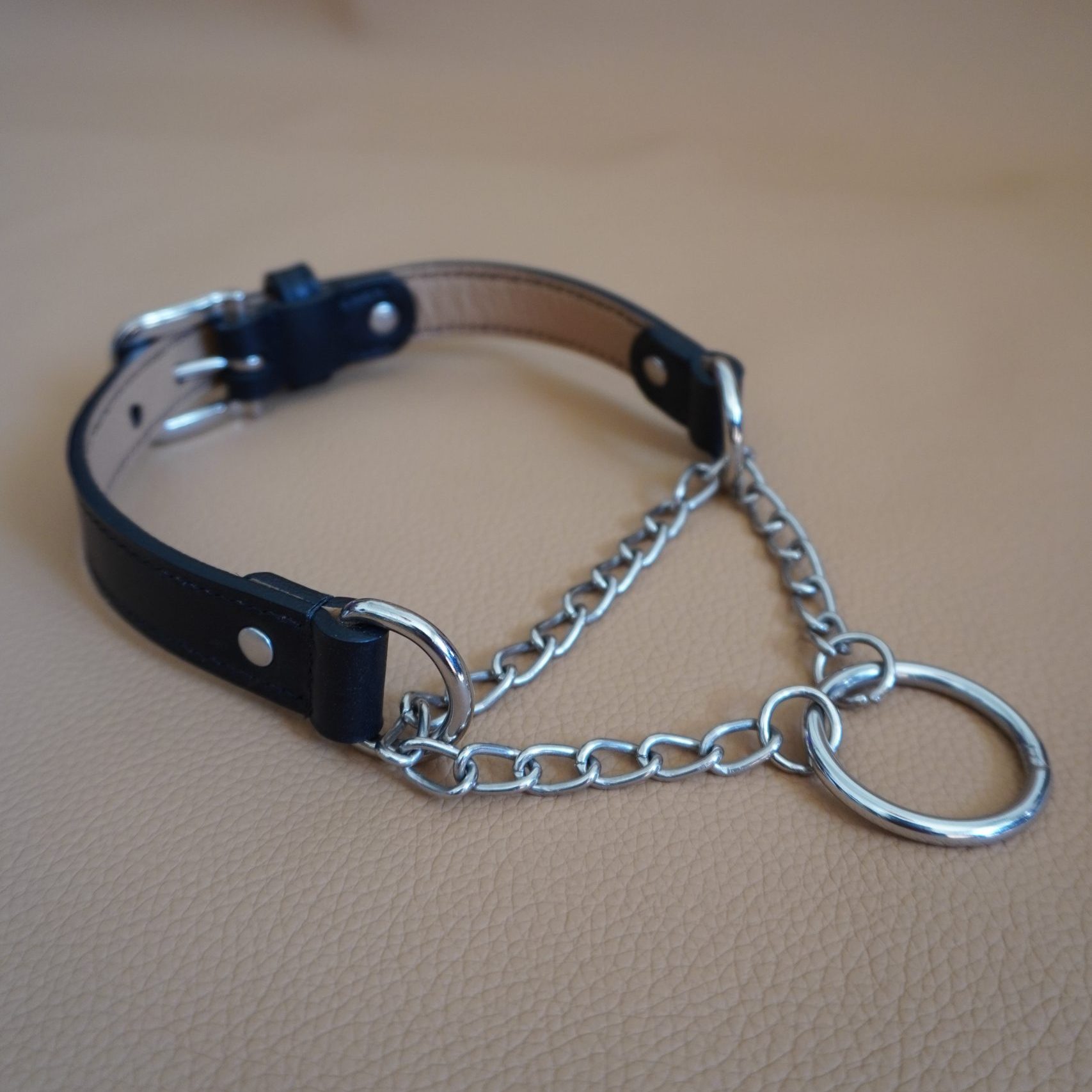 Slip-Chain Collar Black and Silver
